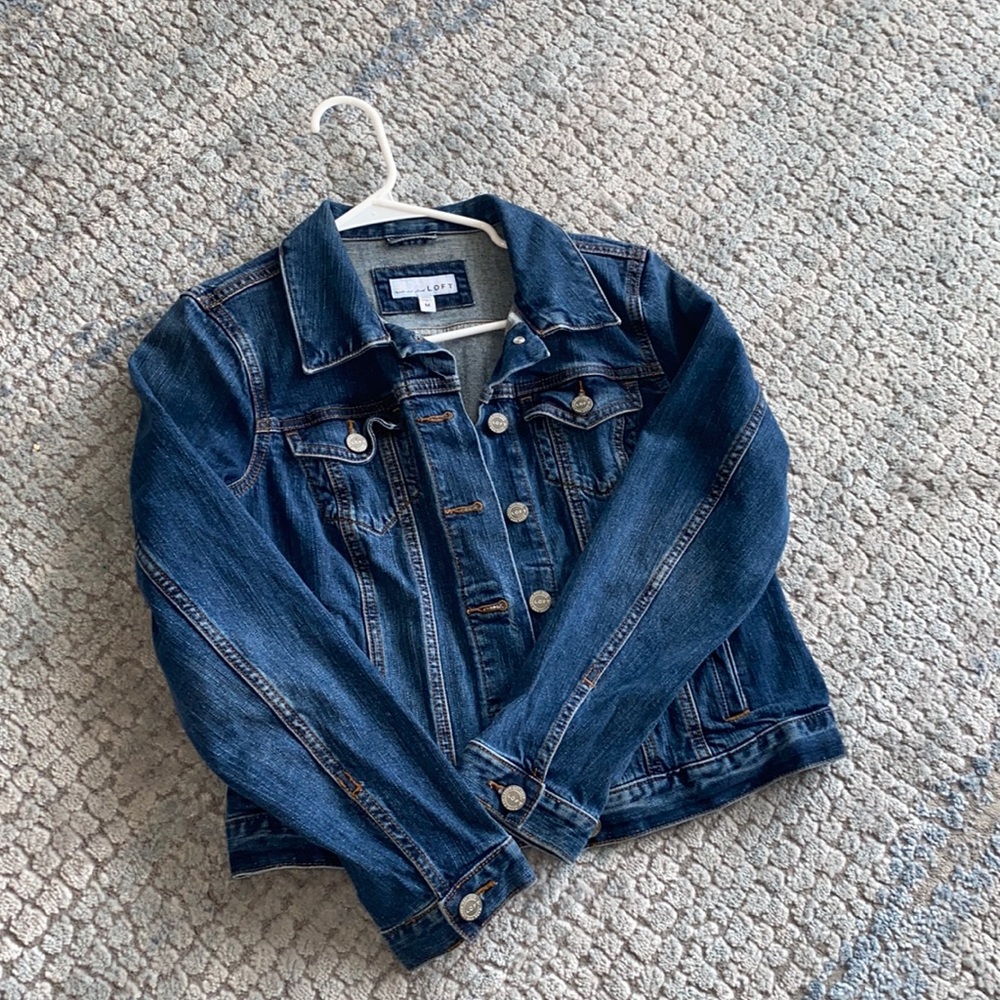 Loft Classic Authentic Blue Denim Jacket, Dark Wash